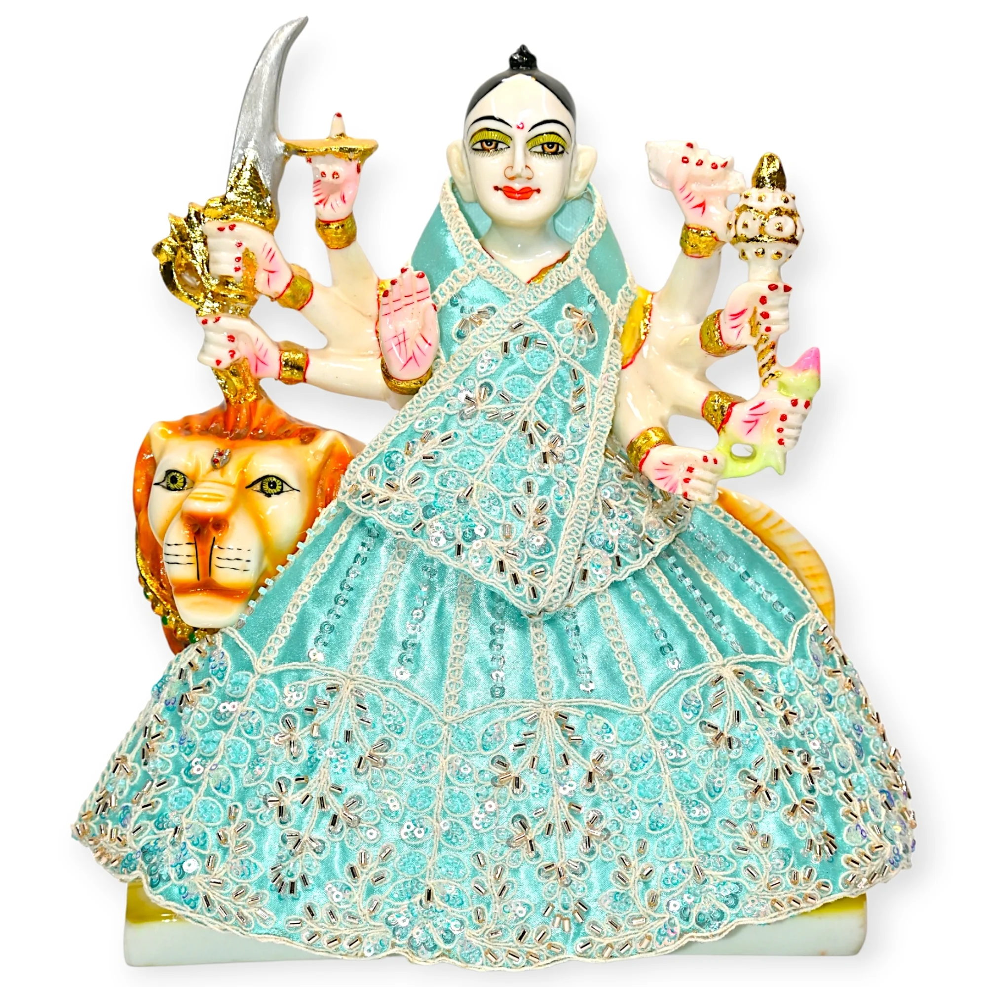 Handmade MATA Durga Ji Poshak | Navratri Special Dress for Goddess Durga Idol | Embroidered Decorative Dress for Temple & Home Mandir 