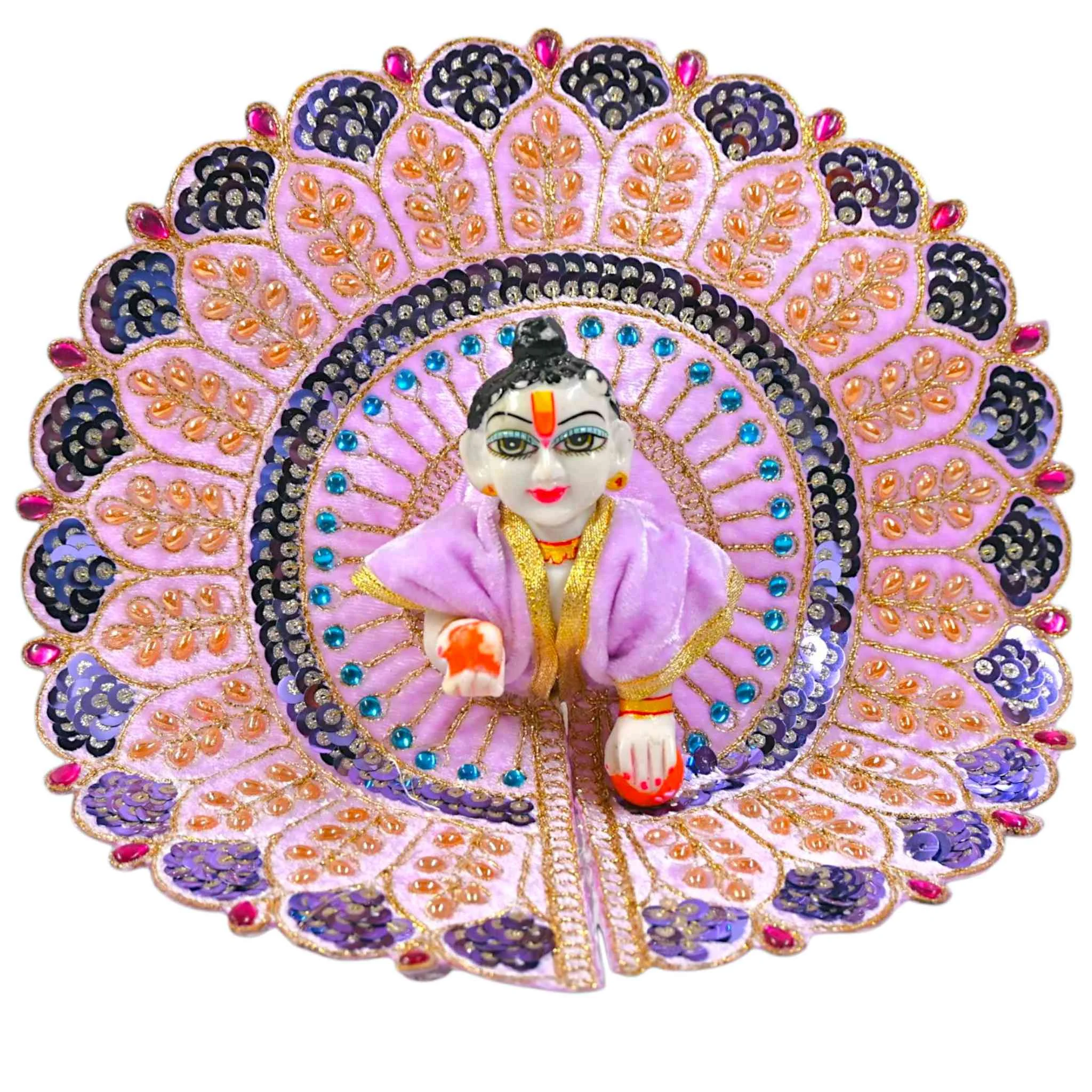 Kashyap G Poshak® Velvet Laddu Gopal Ji Dress | Winter Soft Warm Poshak with Stone Lace Border | Handmade Vastra for Thakur Ji Janmashtami Special