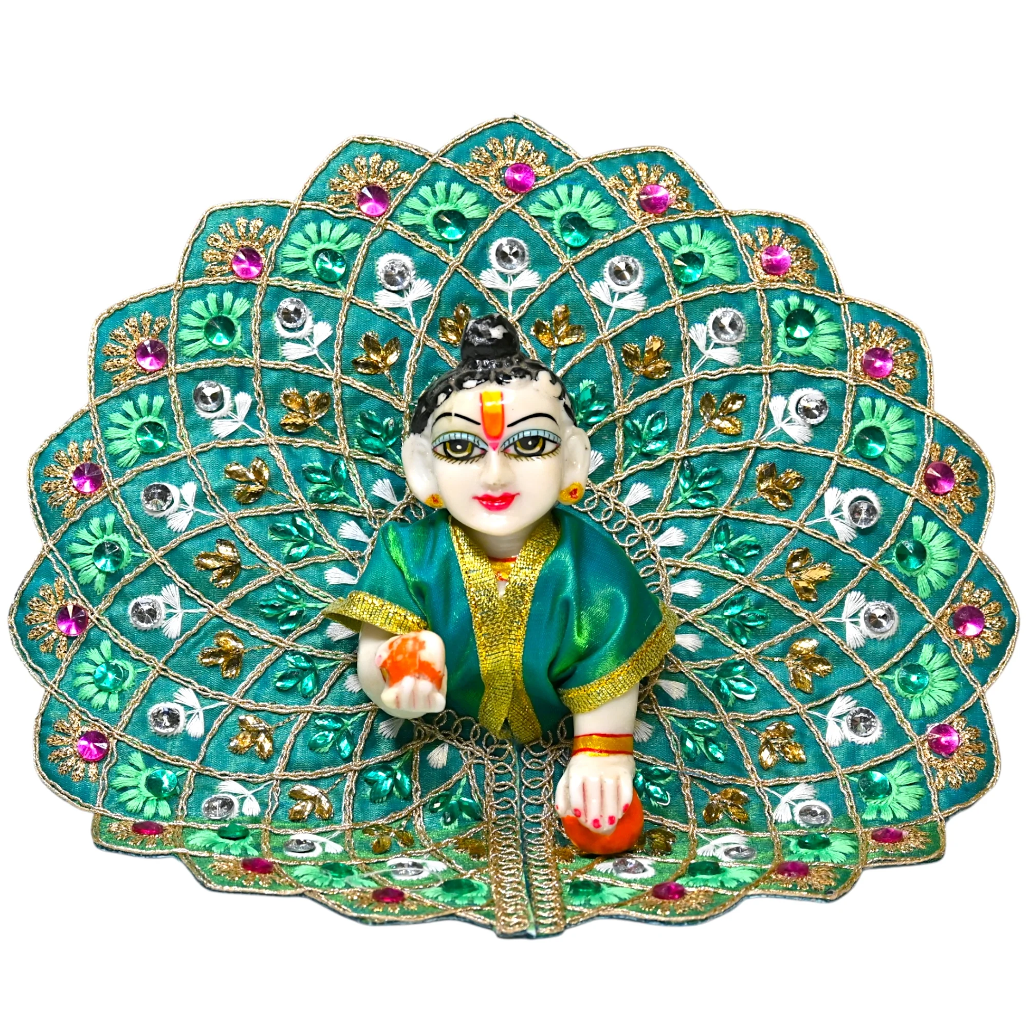 Laddu Gopal Heavy Designer Dress for Size 0 to 6 | Fancy Stone Work Krishna Ji Poshak | Bal Gopal Fancy Dress for Janmashtami Diwali Festival | Peacock Pattern Kanha Ji