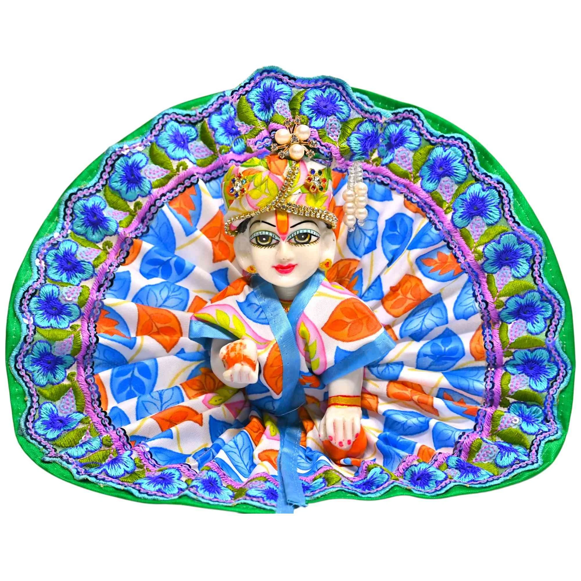 Laddu Gopal Dress with Mukut Size 0 to 6 | Premium Fancy Krishna Ji Poshak | Handmade Bal Gopal Cotton Poshak for Kanha Ji Dress Janmashtami, Daily Shringar | Thakurji Designer