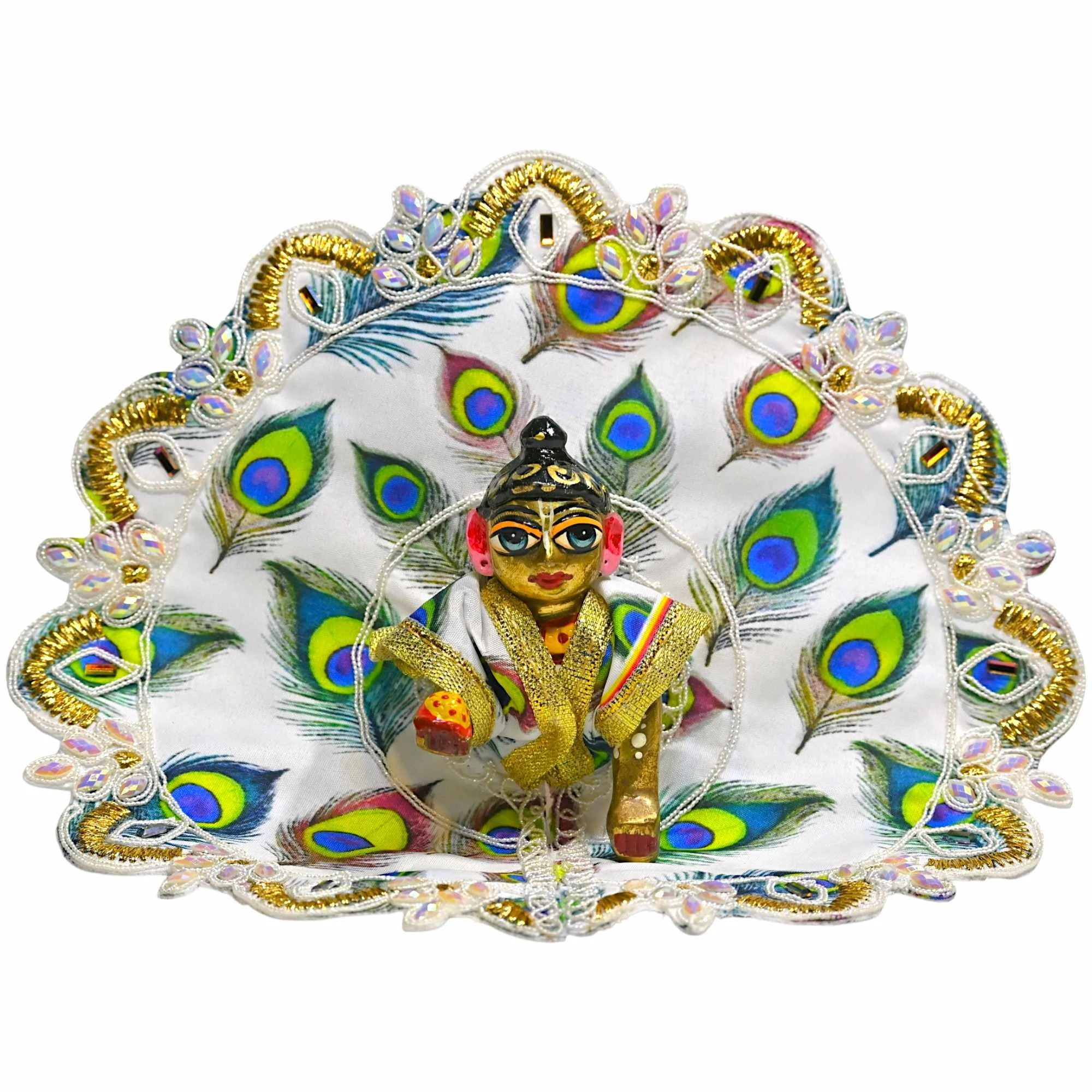 Laddu Gopal Dress | Peacock Feather Print Krishna Ji Poshak | Handmade Bal Gopal Fancy Dress | Janmashtami Special Kanha Ji Clothes Size 0 to 6