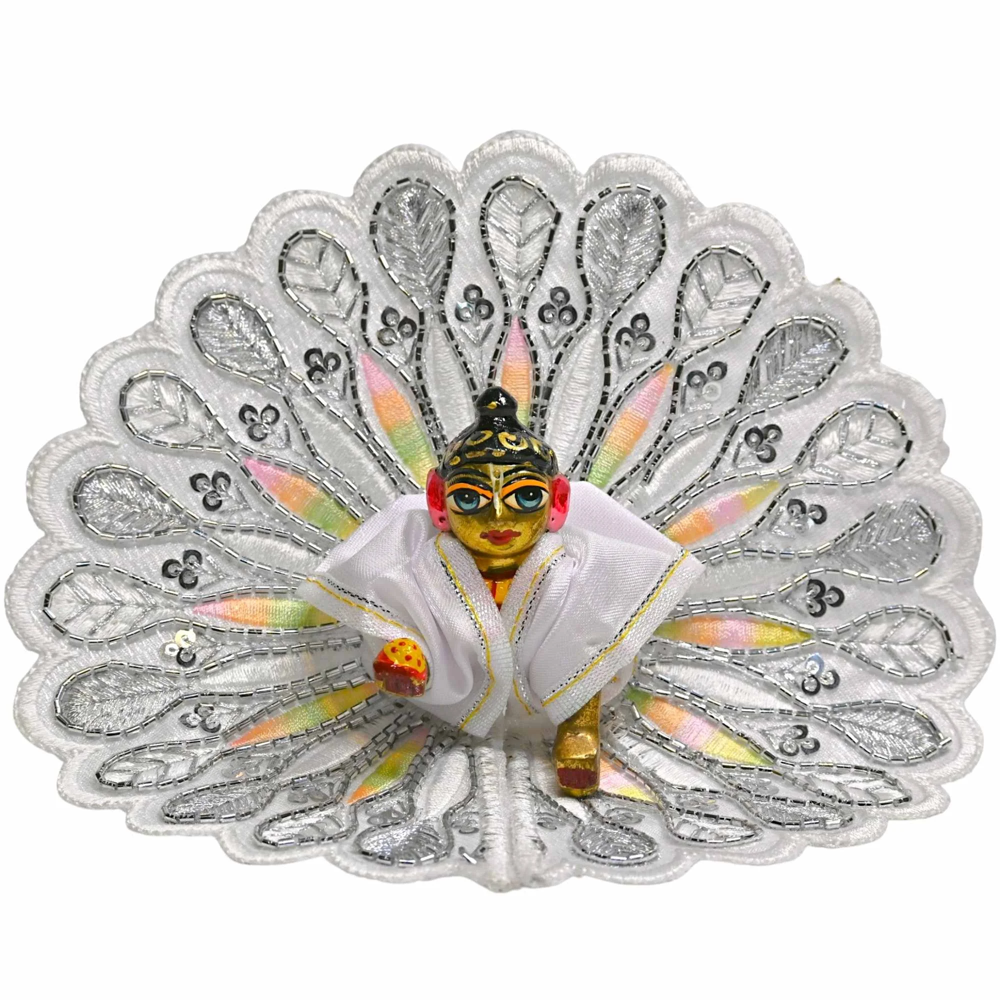 Laddu Gopal Dress Size 0 to 6 | White Designer Heavy Embroidery Krishna Ji Poshak | Fancy Bal Gopal Dress for Janmashtami | Handmade Kanha Ji Clothes for Daily Shringar