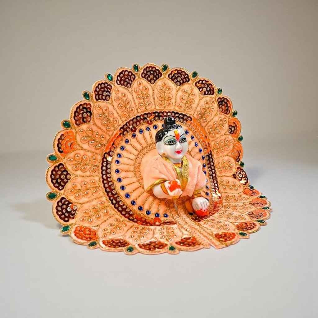 Kashyap G Poshak® Velvet Laddu Gopal Ji Dress | Winter Soft Warm Poshak with Stone Lace Border | Handmade Vastra for Thakur Ji Janmashtami Special