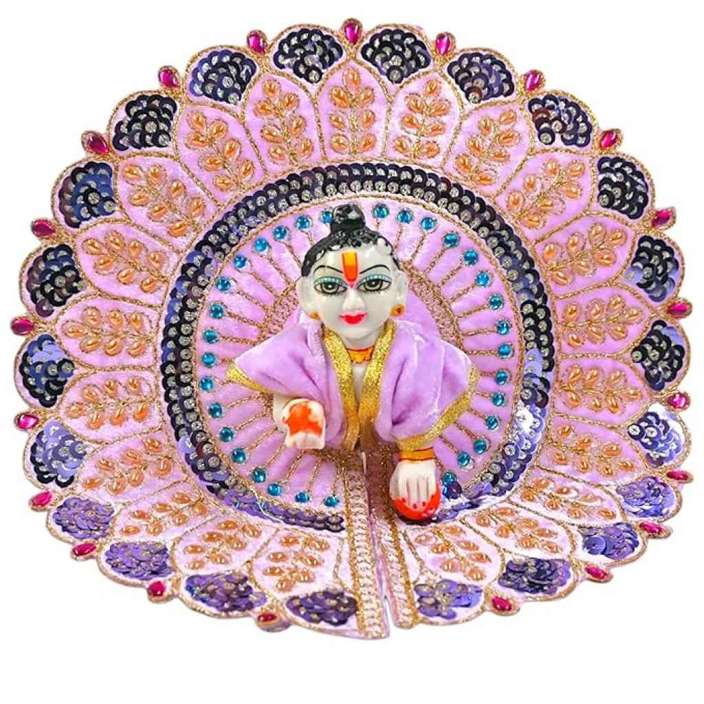 Kashyap G Poshak® Velvet Laddu Gopal Ji Dress | Winter Soft Warm Poshak with Stone Lace Border | Handmade Vastra for Thakur Ji Janmashtami Special
