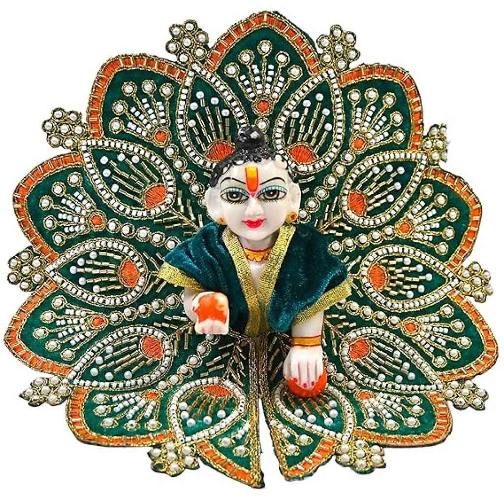 Premium Velvet Laddu Gopal Ji Poshak | Handmade Embroidered Designer Dress for Thakur Ji | Available in 6 Colors & Sizes (0–5) | Perfect for Janmashtami, Pooja & Daily Use (Green)