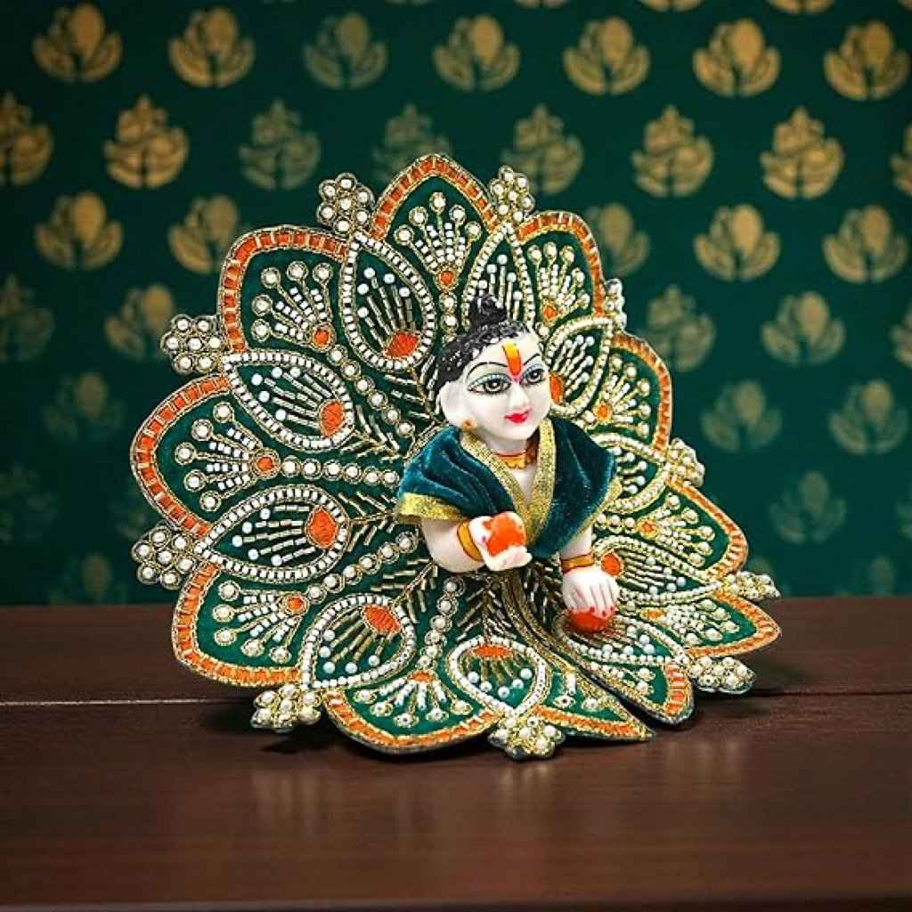 Premium Velvet Laddu Gopal Ji Poshak | Handmade Embroidered Designer Dress for Thakur Ji | Available in 6 Colors & Sizes (0–5) | Perfect for Janmashtami, Pooja & Daily Use (Green)