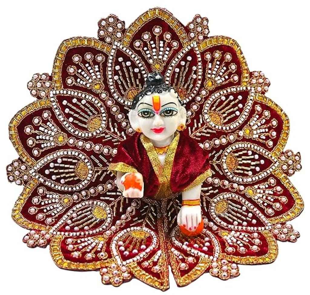 Premium Velvet Laddu Gopal Ji Poshak | Handmade Embroidered Designer Dress for Thakur Ji | Available in 6 Colors & Sizes (0–5) | Perfect for Janmashtami, Pooja & Daily Use (Maroon)