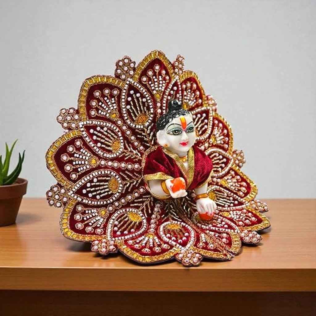 Premium Velvet Laddu Gopal Ji Poshak | Handmade Embroidered Designer Dress for Thakur Ji | Available in 6 Colors & Sizes (0–5) | Perfect for Janmashtami, Pooja & Daily Use (Maroon)