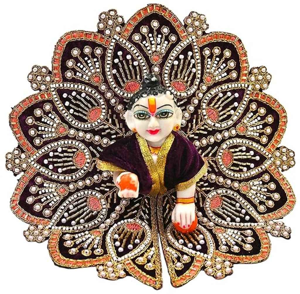 Premium Velvet Laddu Gopal Ji Poshak | Handmade Embroidered Designer Dress for Thakur Ji | Available in 6 Colors & Sizes (0–5) | Perfect for Janmashtami, Pooja & Daily Use (Dark Purple)