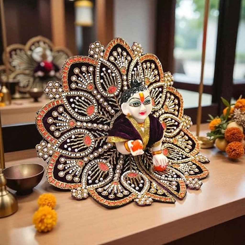 Premium Velvet Laddu Gopal Ji Poshak | Handmade Embroidered Designer Dress for Thakur Ji | Available in 6 Colors & Sizes (0–5) | Perfect for Janmashtami, Pooja & Daily Use (Dark Purple)