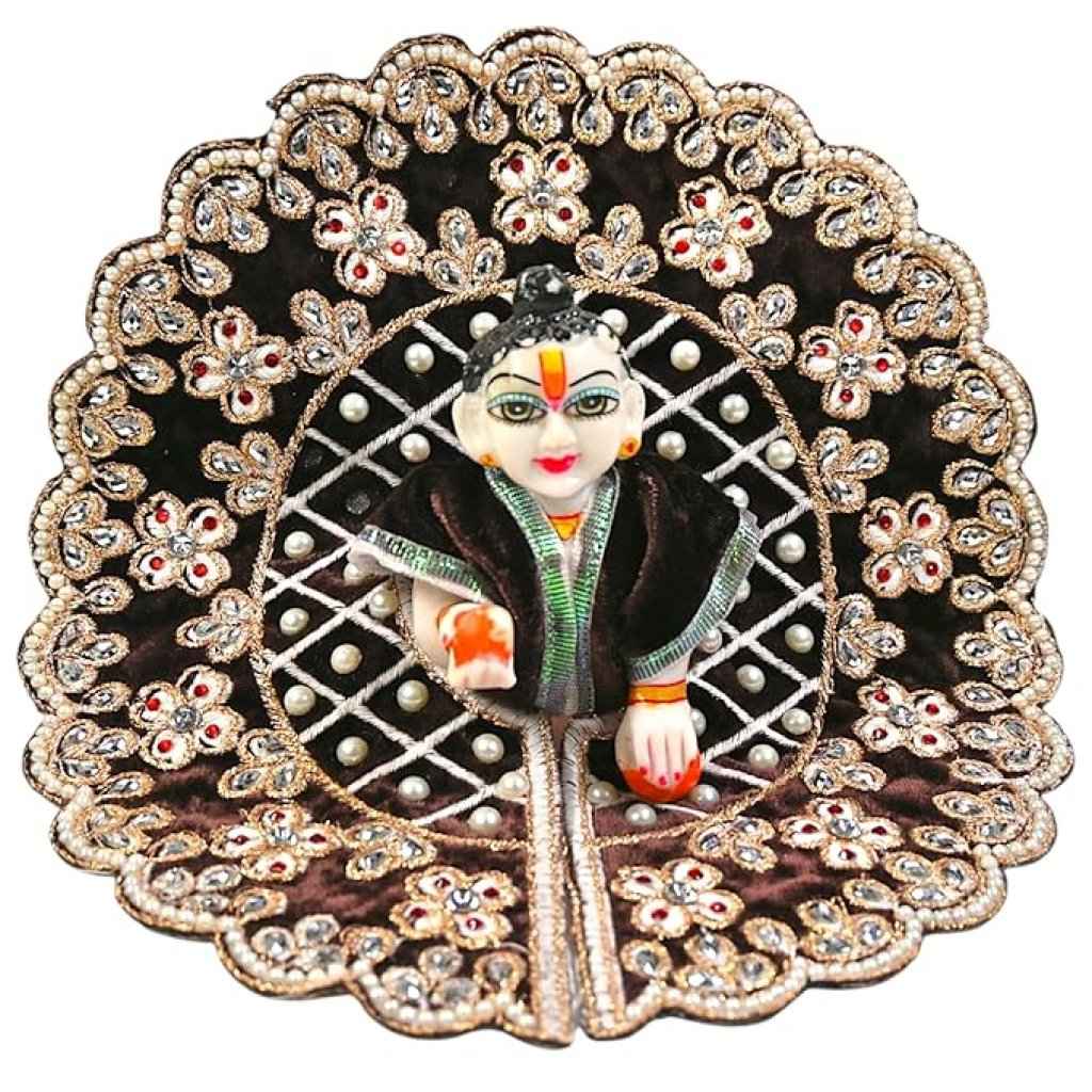 Kashyap G Poshak® Laddu Gopal Ji Poshak Dress | Premium Velvet Stone Work Poshak for Bal Gopal | Size 0 | 6 Beautiful Colors | Janmashtami Special Vastra | Handmade Designer Poshak (Black)