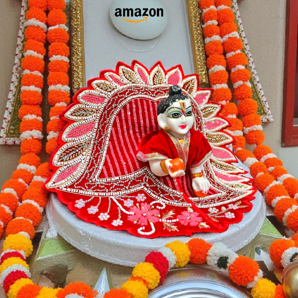 Laddu Gopal Ji Winter Dress | Velvet Poshak for Kanha Ji & Thakur Ji | Designer Bal Gopal Vastra for Janmashtami, Diwali & Festivals (Size 0–6) (Red)