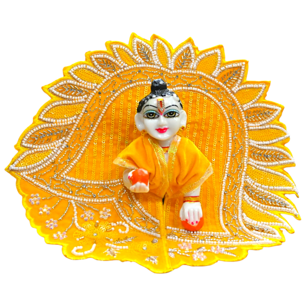 Laddu Gopal Ji Winter Dress | Velvet Poshak for Kanha Ji & Thakur Ji | Designer Bal Gopal Vastra for Janmashtami, Diwali & Festivals (Size 0–6) (Yellow)