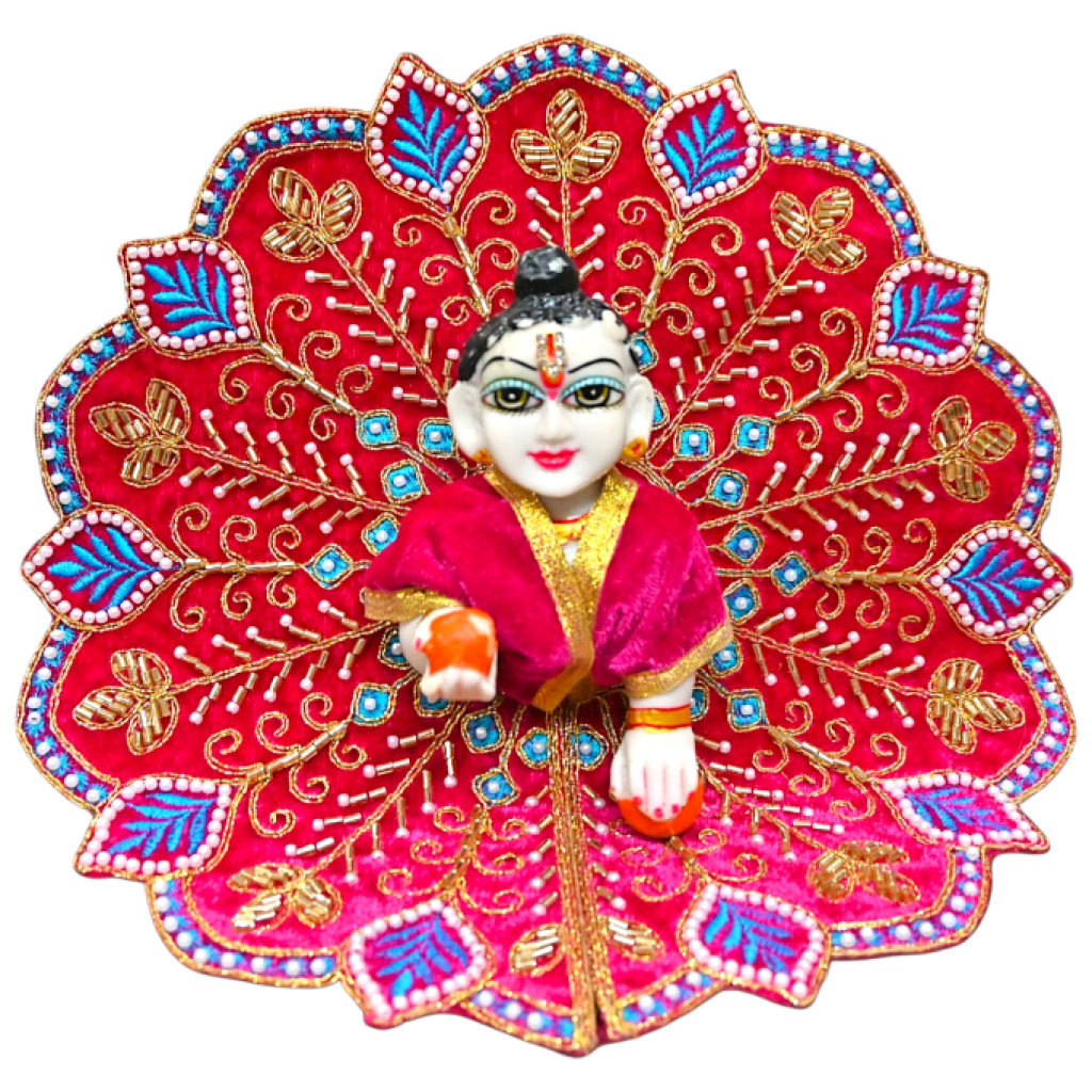 Velvet Laddu Gopal Ji Dress (Size 0–6) | Handmade Embroidered Poshak for Bal Gopal Ji | Krishna Ji Vastra for Janmashtami, Diwali & Daily Pooja (Pink)