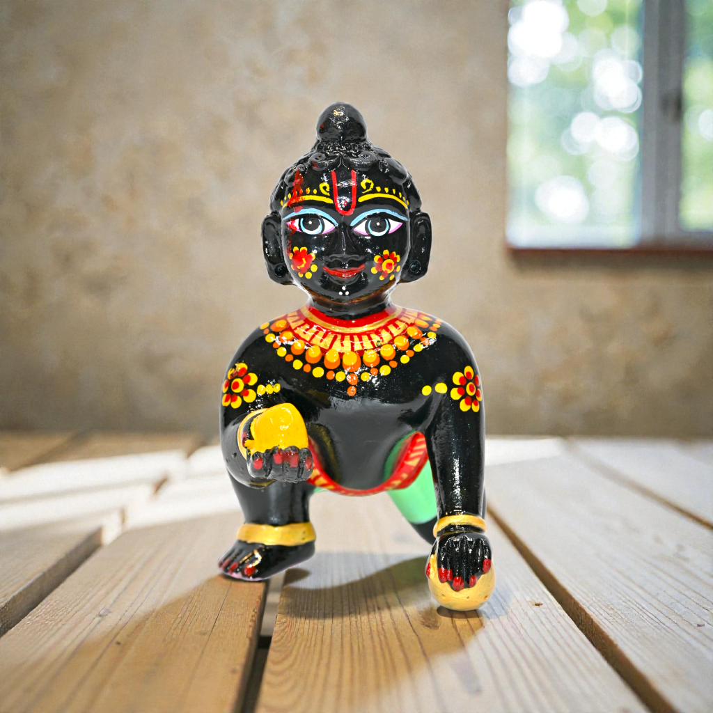 Laddu Gopal Ji Murti | Size No. 6 | Black Color | Dust Marble Idol for Home Temple