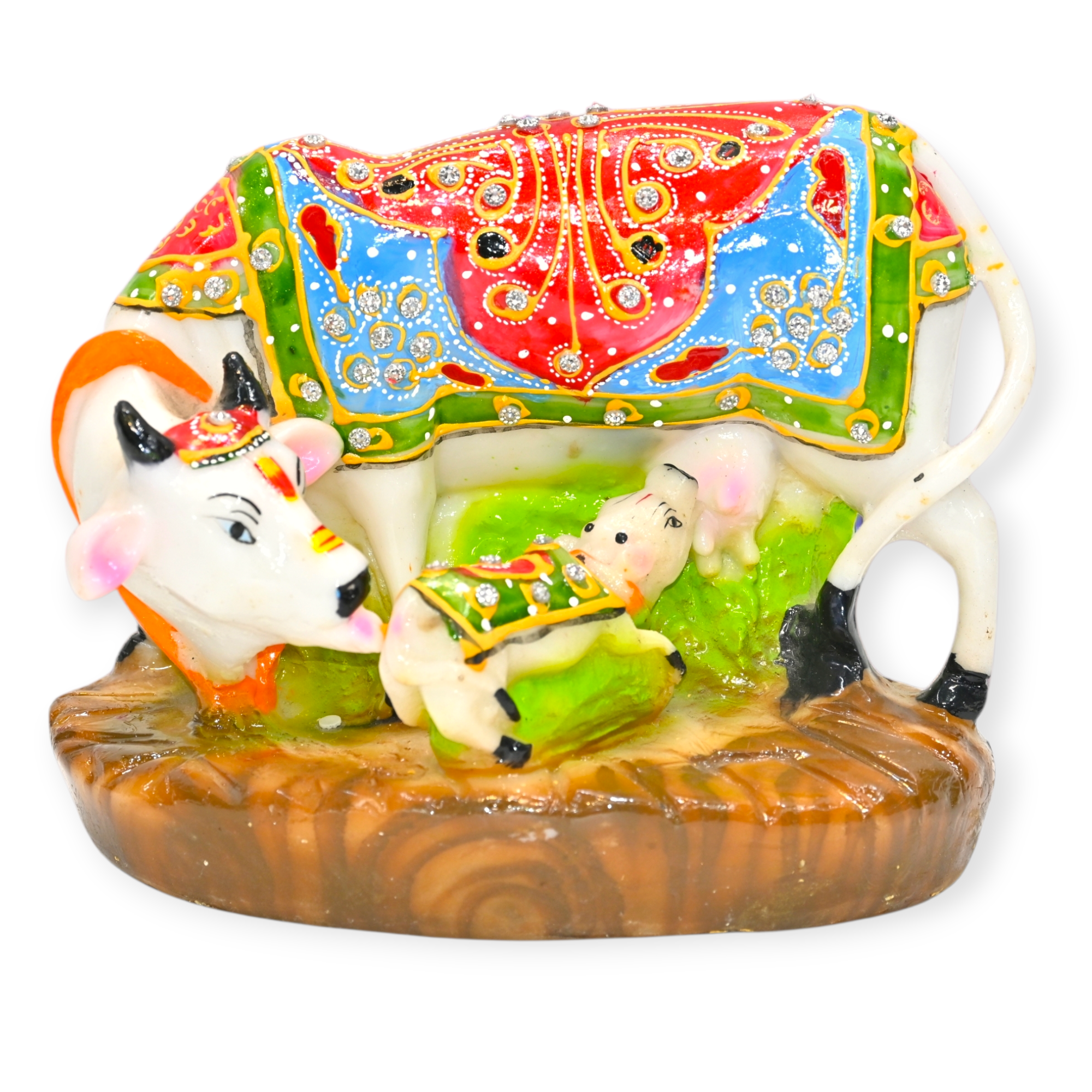 Decorative Marble Kamdhenu Cow and Calf Big Handcrafted Statue | Marble kaam dhenu gaay and Calf Handcrafted Statue