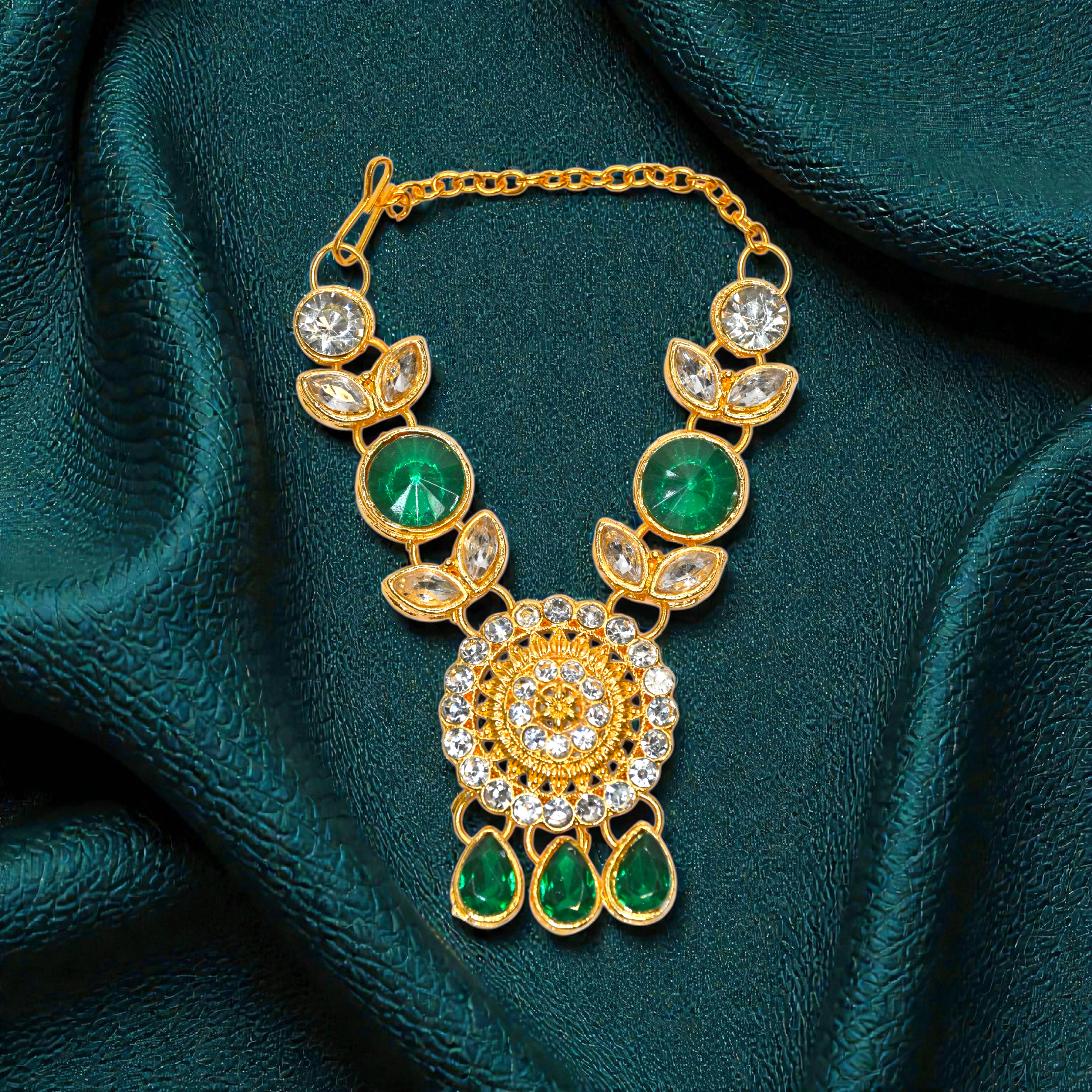 Designer Green Stone Laddu Gopal Haar | Kundan Style Thakur Ji Necklace with Hanging Drops | Deity Shringar Jewellery | Suitable for 4, 5, 6 & 8 No Laddu Gopal Ji