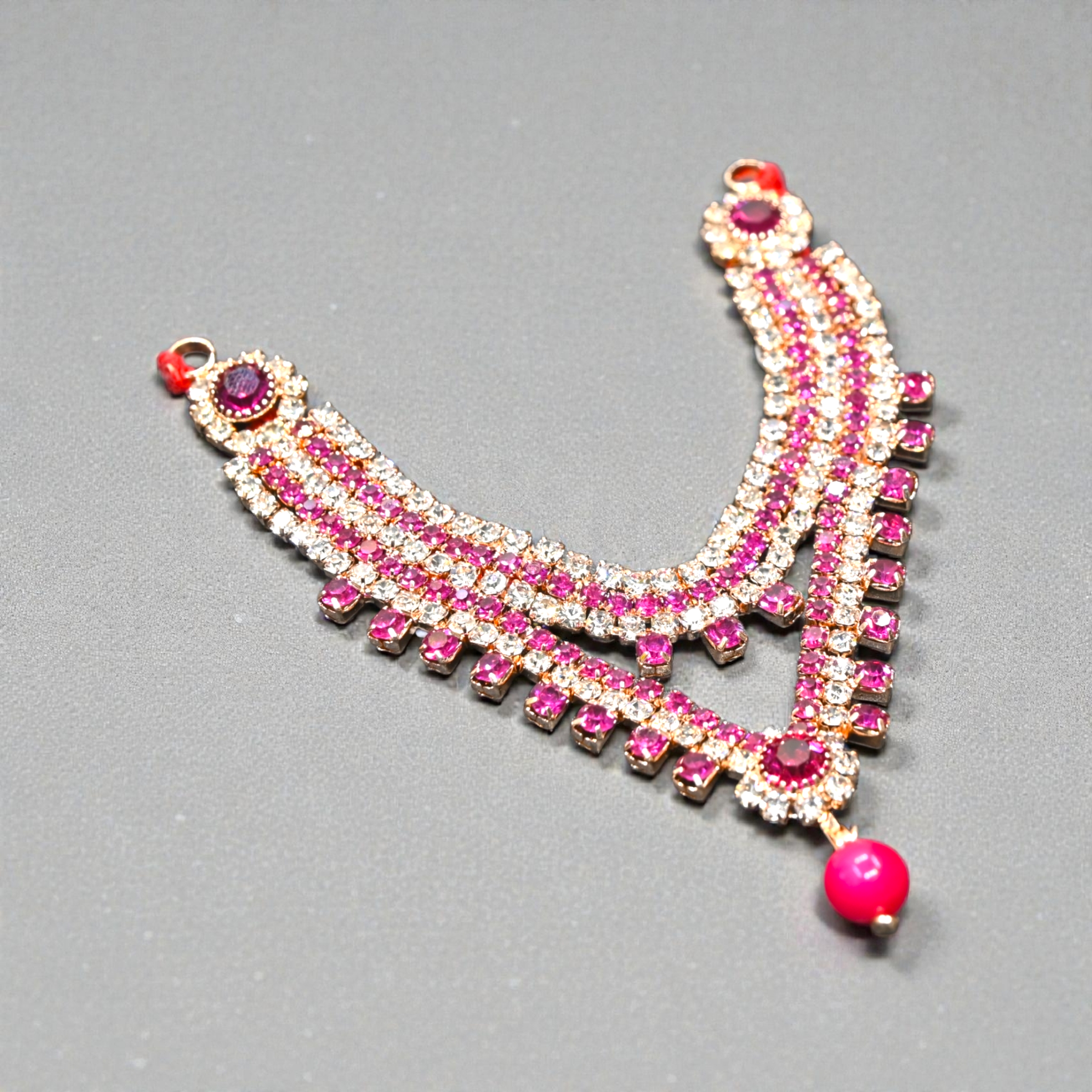 Pink CZ Kundan Laddu Gopal Haar with Drop Bead | Premium Thakur Ji Shringar Necklace | Designer Deity Jewellery for 4, 5, 6 & 8 No Laddu Gopal Ji