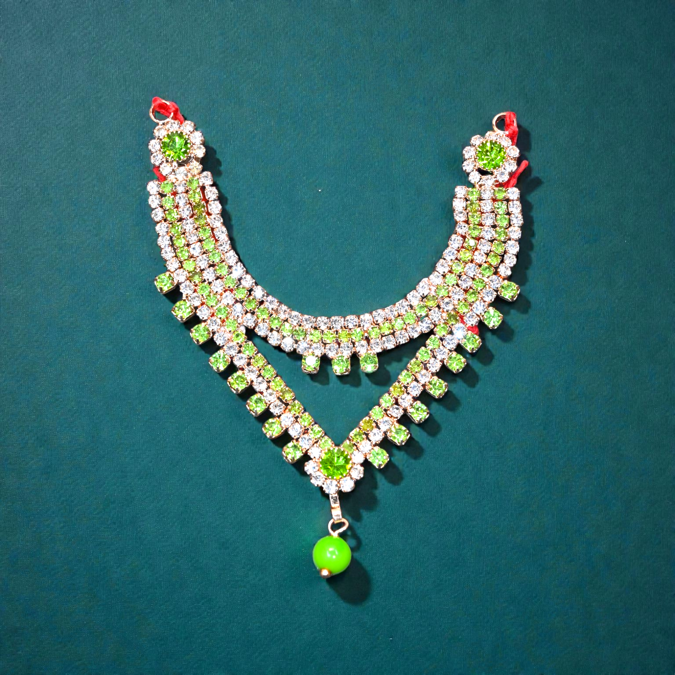 Pink CZ Kundan Laddu Gopal Haar with Drop Bead | Premium Thakur Ji Shringar Necklace | Designer Deity Jewellery for 4, 5, 6 & 8 No Laddu Gopal Ji