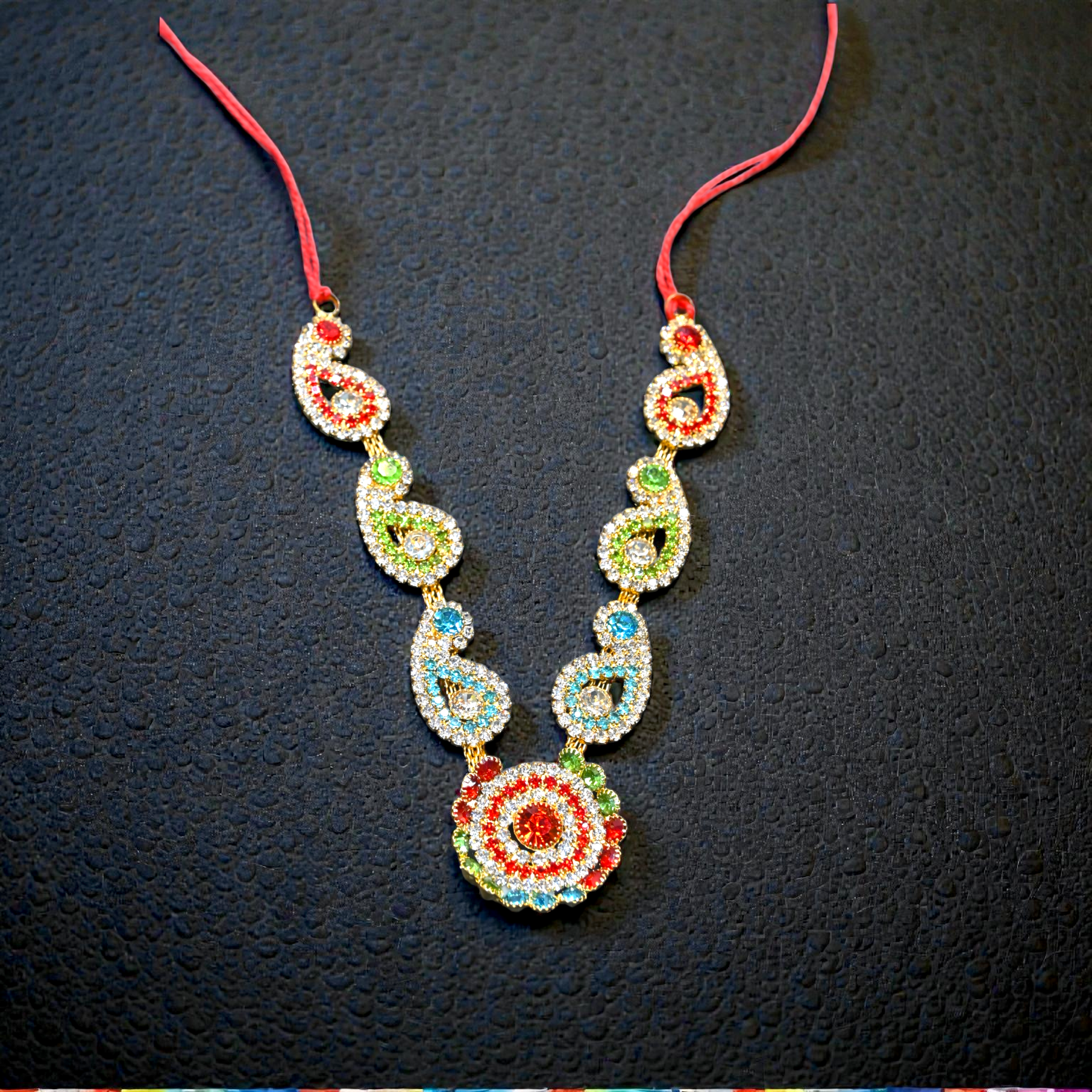 Multicolor CZ Kundan Laddu Gopal Haar | Peacock Paisley Design Thakur Ji Shringar Necklace | Designer Deity Jewellery for 4, 5, 6 & 8 No Laddu Gopal Ji