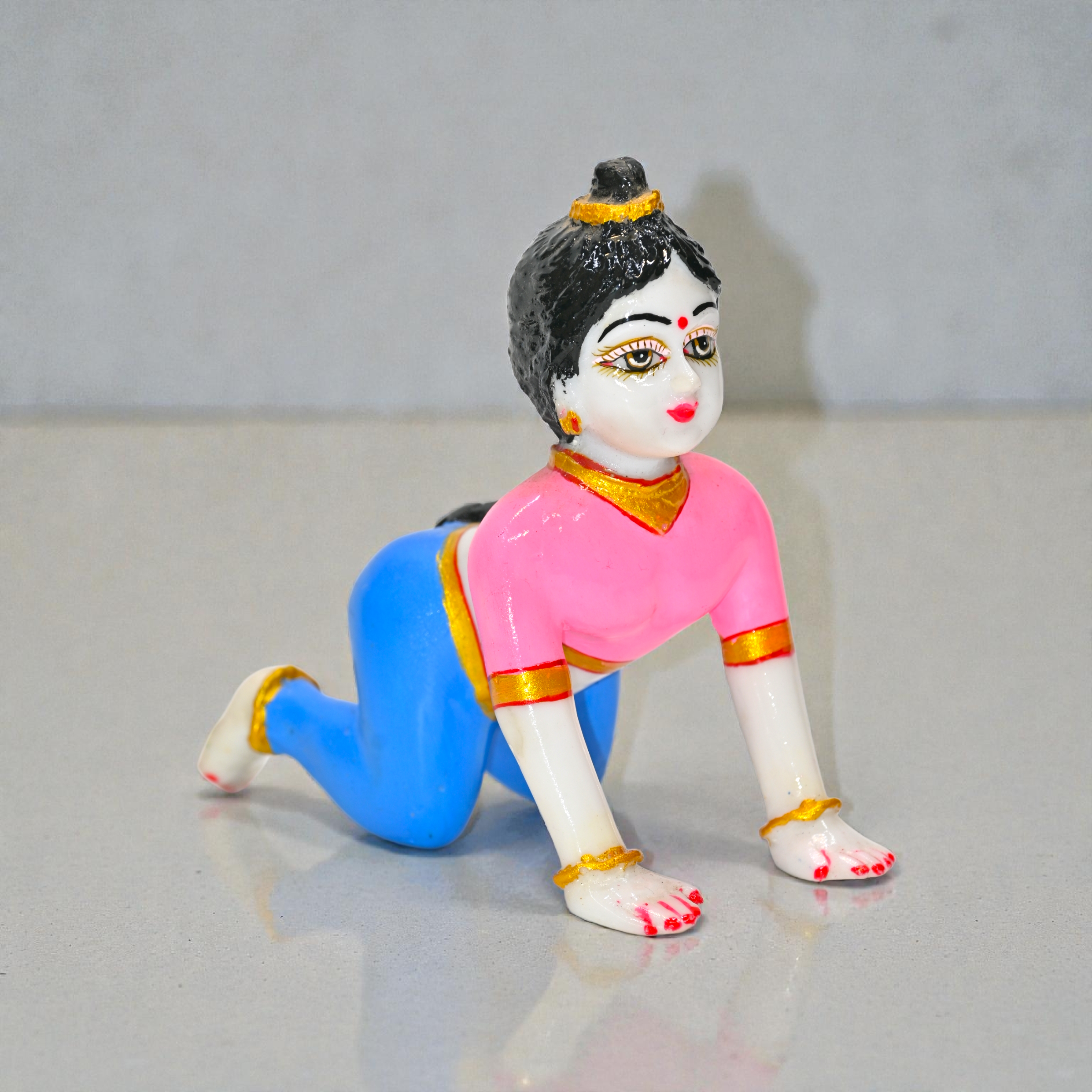 Handcrafted Radha Rani Idol | Dust Marble Radha Ji Murti Size 6 No. | Traditional Hand Painted Statue for Home Mandir, Pooja & Gifting