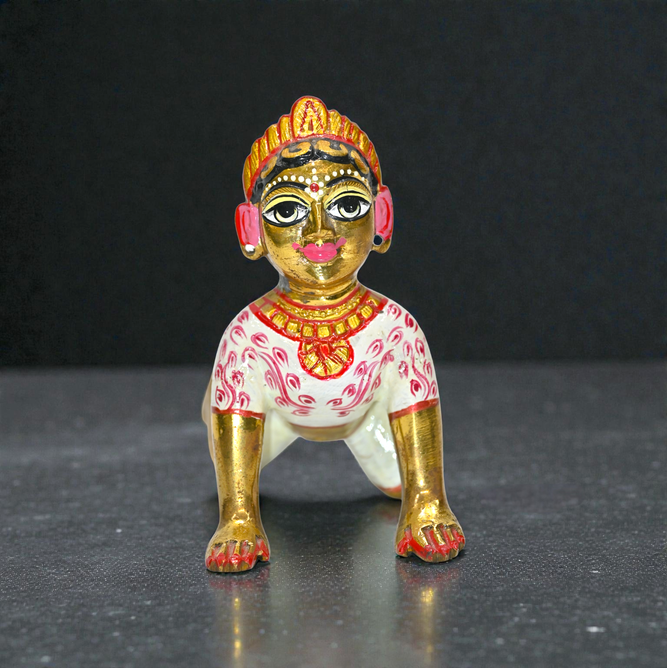 Brass Radha Ji Idol (Crawling Pose) | Handmade Pooja Murti for Mandir & Home Décor | Traditional Indian Brass Statue