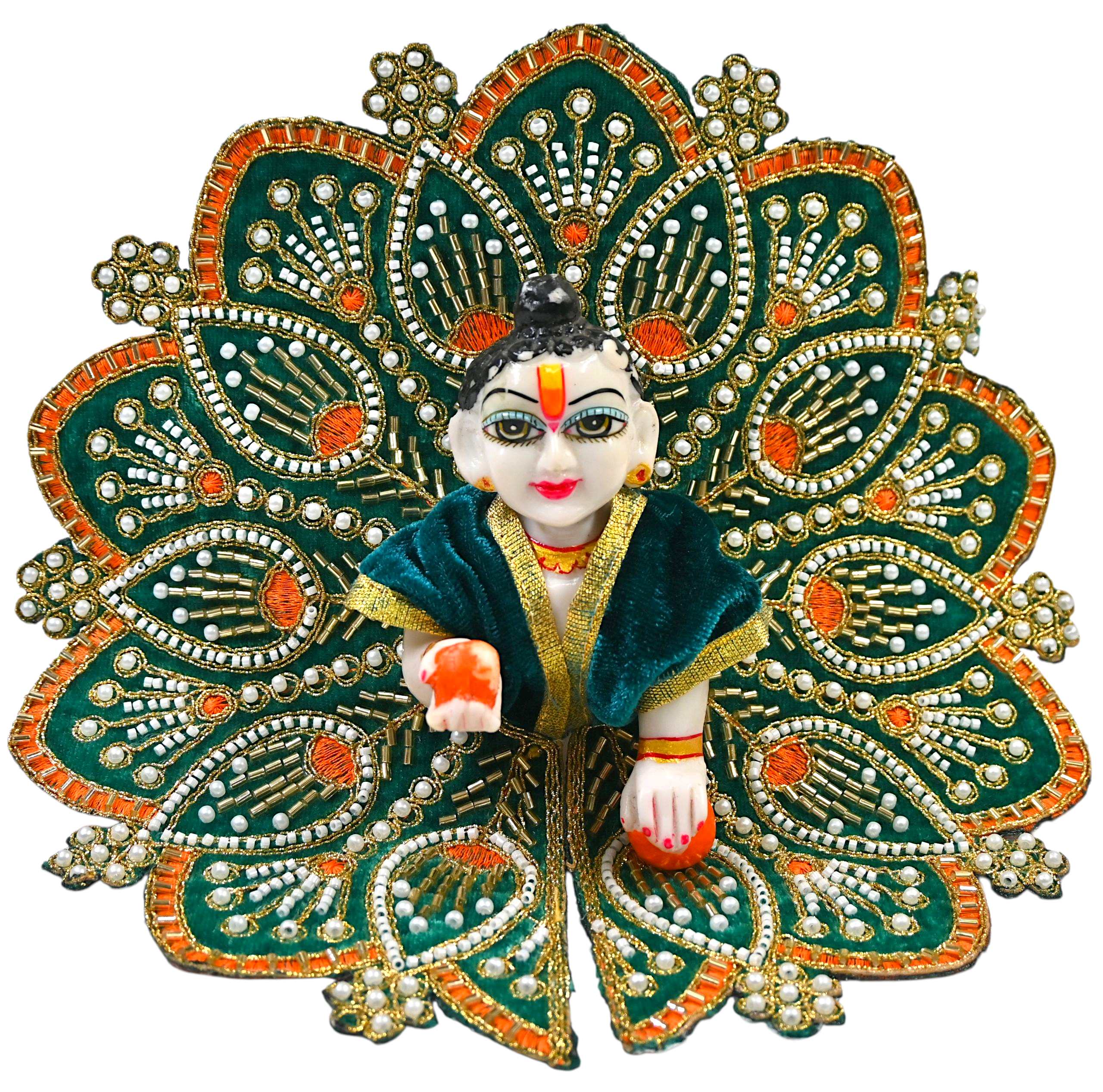 Premium Velvet Laddu Gopal Ji Poshak | Handmade Embroidered Designer Dress for Thakur Ji | Available in 6 Colors & Sizes (0–5) | Perfect for Janmashtami, Pooja & Daily Use (Green)