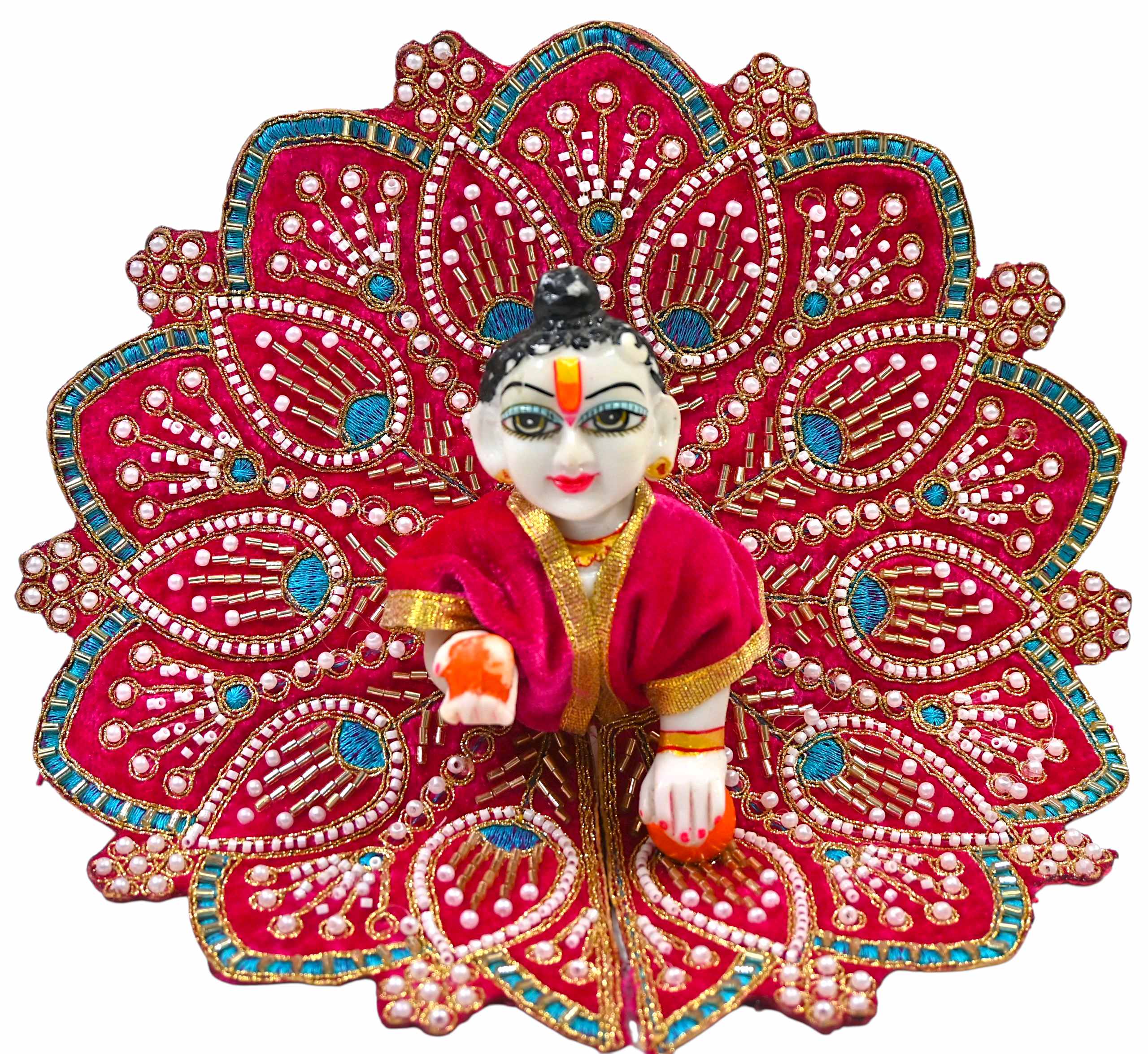 Premium Velvet Laddu Gopal Ji Poshak | Handmade Embroidered Designer Dress for Thakur Ji | Available in 6 Colors & Sizes (0–5) | Perfect for Janmashtami, Pooja & Daily Use (Pink)