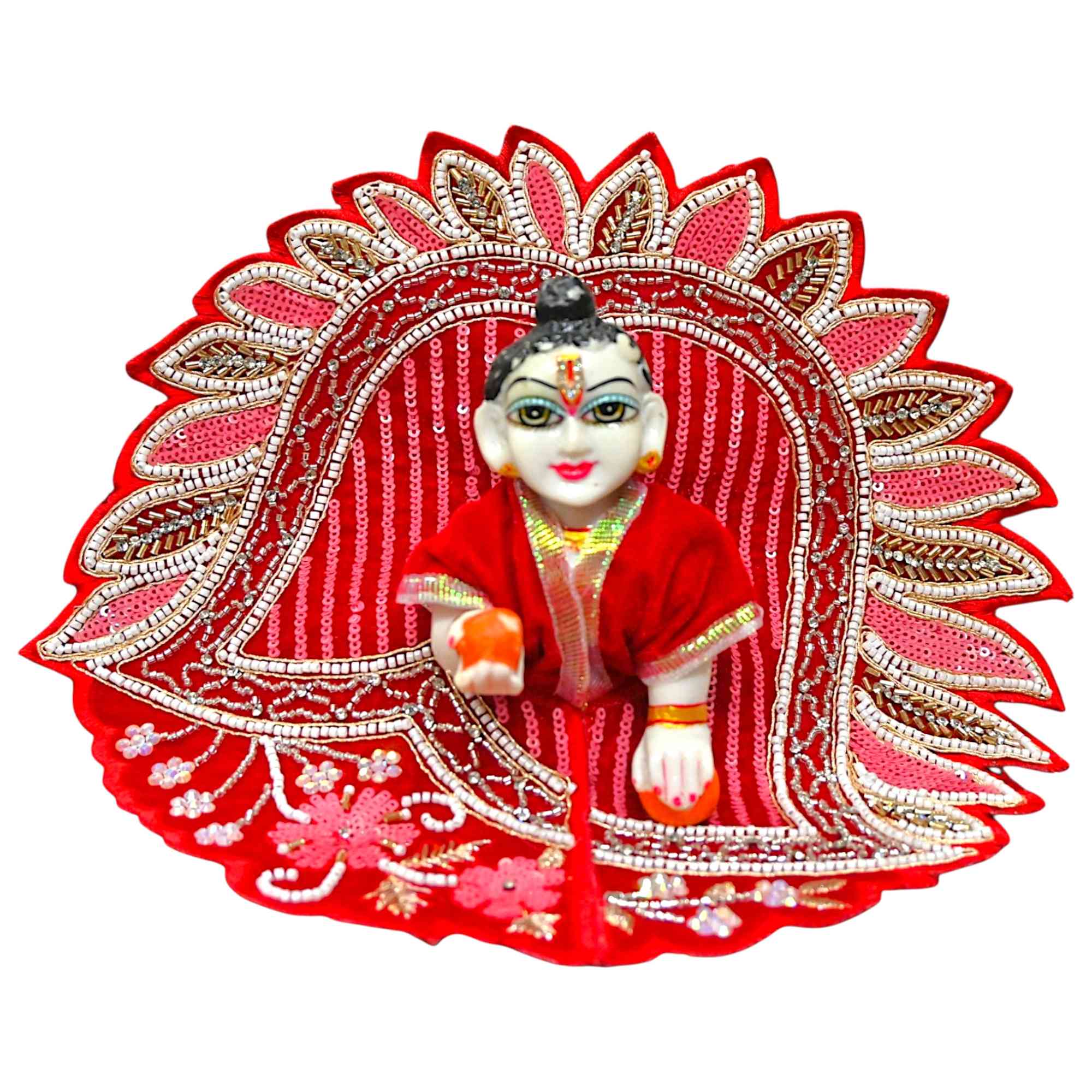 Laddu Gopal Ji Winter Dress | Velvet Poshak for Kanha Ji & Thakur Ji | Designer Bal Gopal Vastra for Janmashtami, Diwali & Festivals (Size 0–6) (Red)