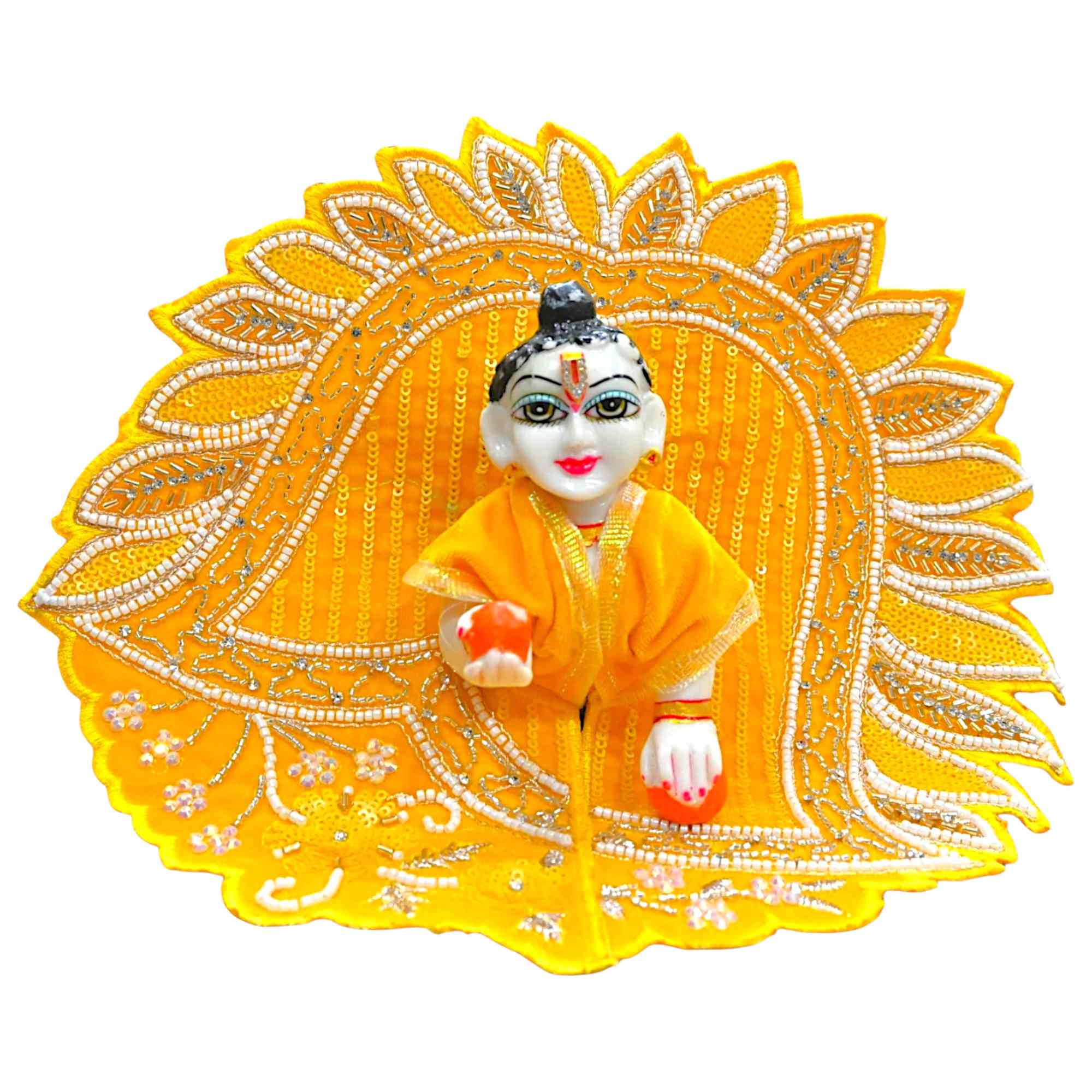 Laddu Gopal Ji Winter Dress | Velvet Poshak for Kanha Ji & Thakur Ji | Designer Bal Gopal Vastra for Janmashtami, Diwali & Festivals (Size 0–6) (Yellow)