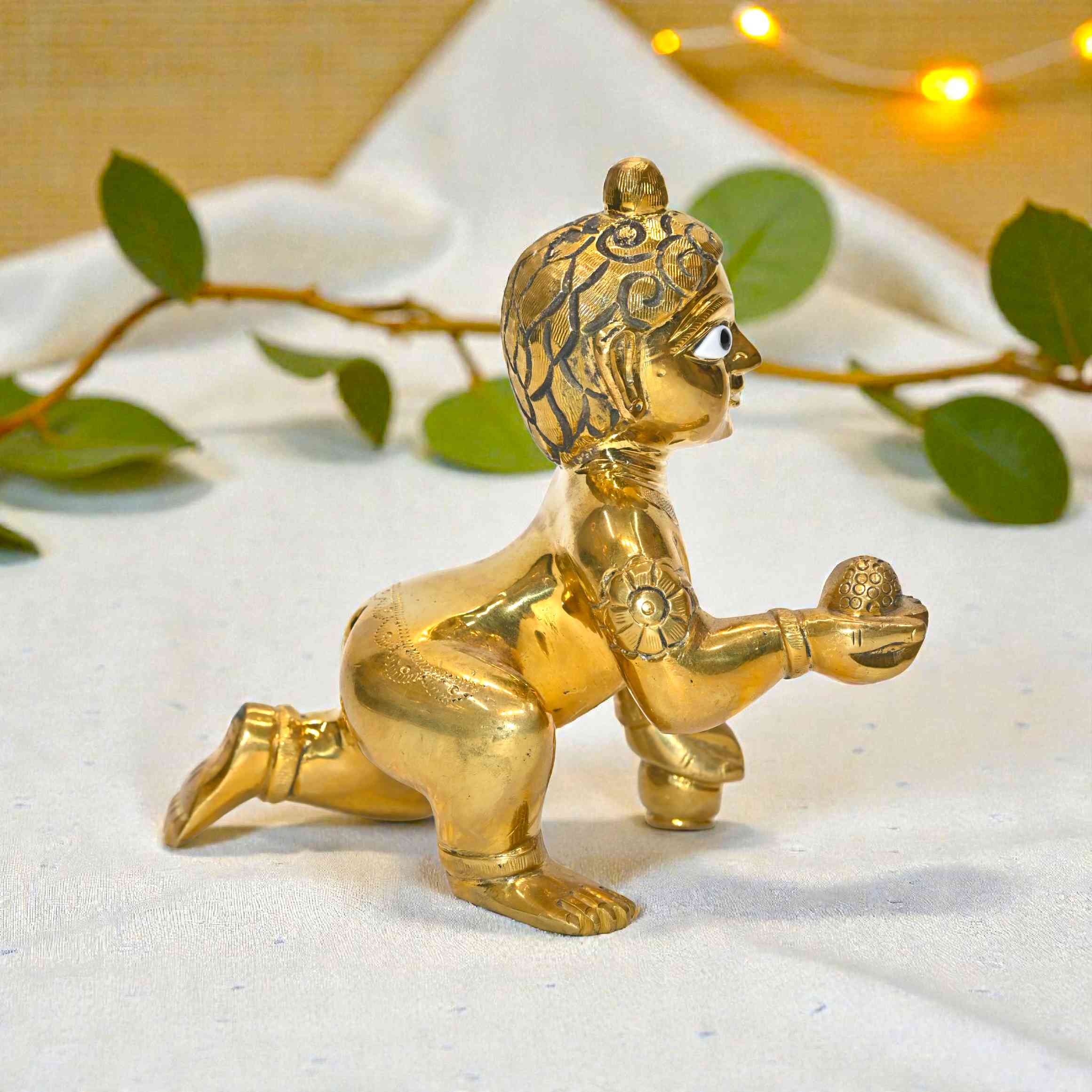 Brass Laddu Gopal Ji Murti | Size No. 8 | Pure Brass Idol for Home Temple & Pooja