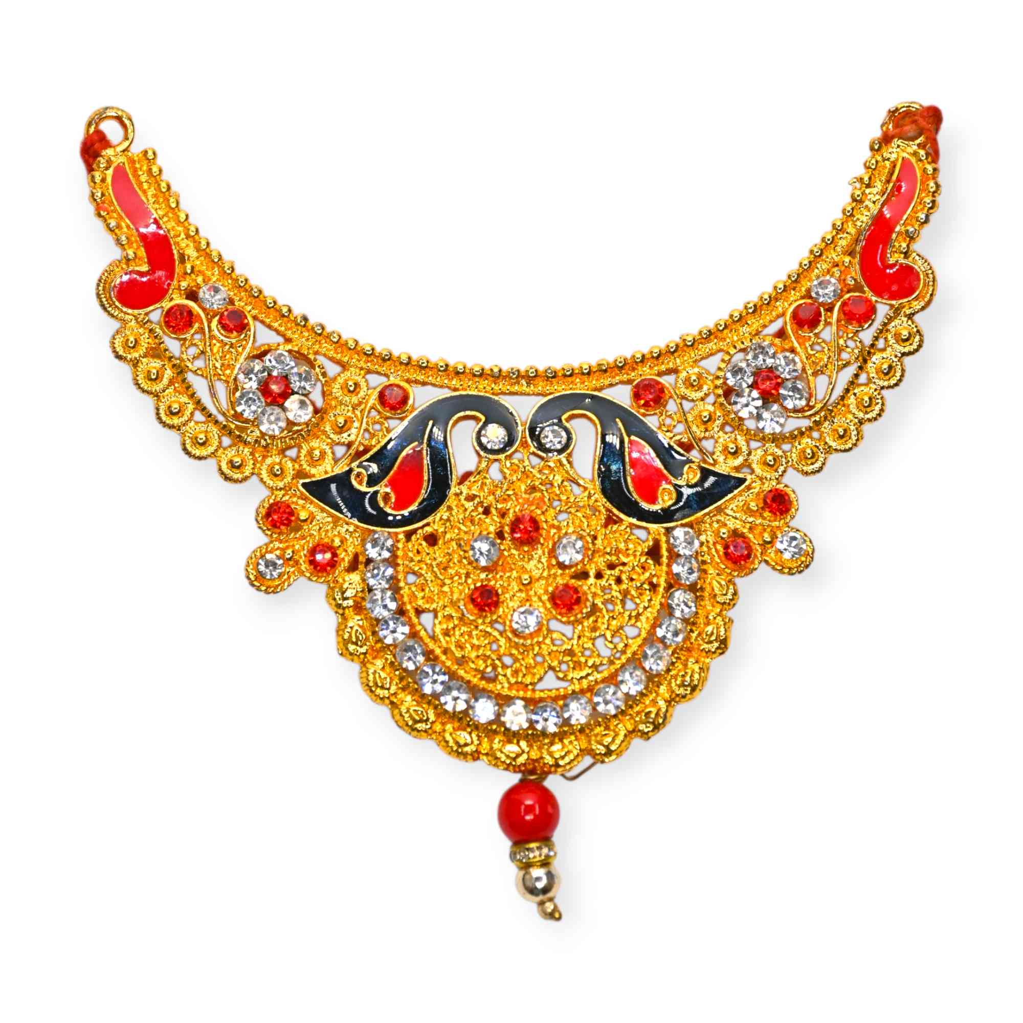Red Black Kundan Laddu Gopal Haar | Royal Thakur Ji Shringar Necklace | Suitable for 4, 5, 6 No Laddu Gopal Ji | Designer Deity Jewellery for Pooja & Janmashtami