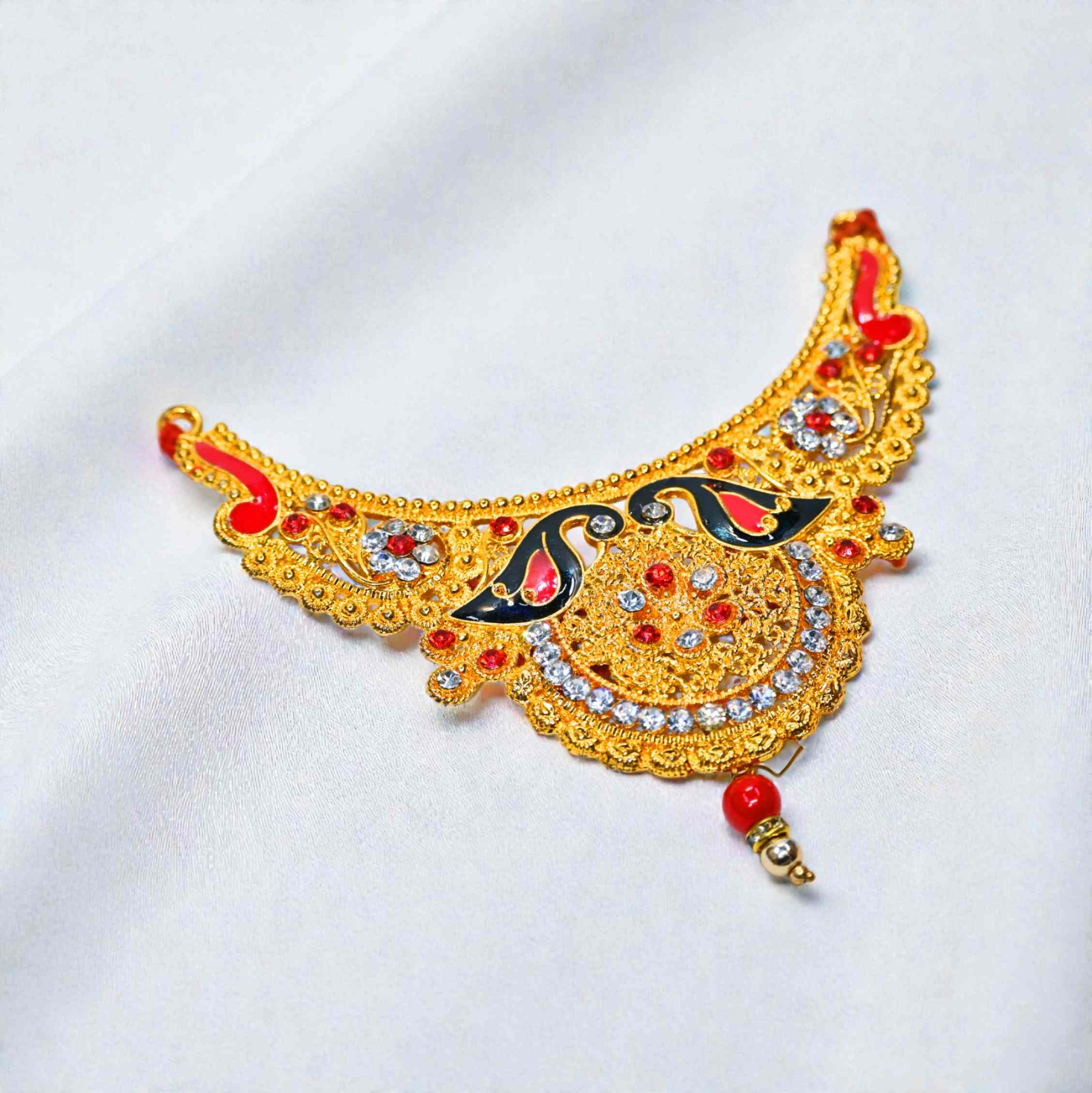 Red Black Kundan Laddu Gopal Haar | Royal Thakur Ji Shringar Necklace | Suitable for 4, 5, 6 No Laddu Gopal Ji | Designer Deity Jewellery for Pooja & Janmashtami