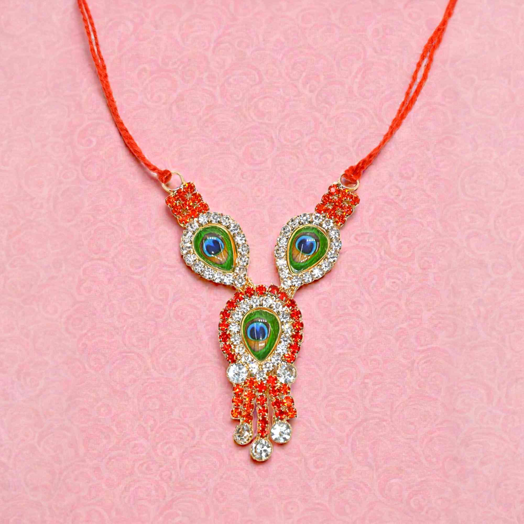 Mor Pankh Kundan Laddu Gopal Haar | Peacock Feather Thakur Ji Shringar Necklace | Suitable for 4, 5, 6 No Laddu Gopal Ji | Janmashtami Special Deity Jewellery