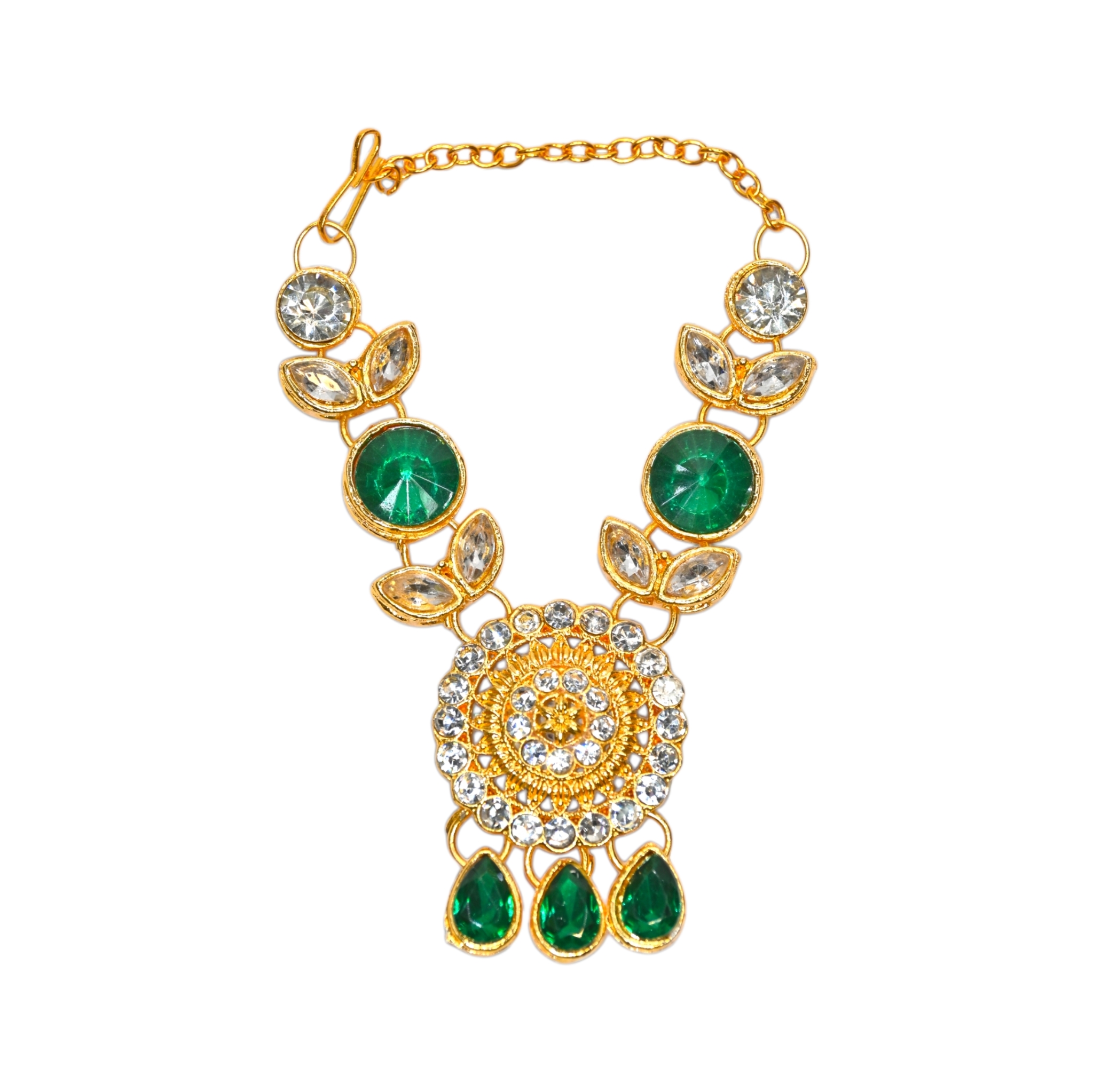 Designer Green Stone Laddu Gopal Haar | Kundan Style Thakur Ji Necklace with Hanging Drops | Deity Shringar Jewellery | Suitable for 4, 5, 6 & 8 No Laddu Gopal Ji