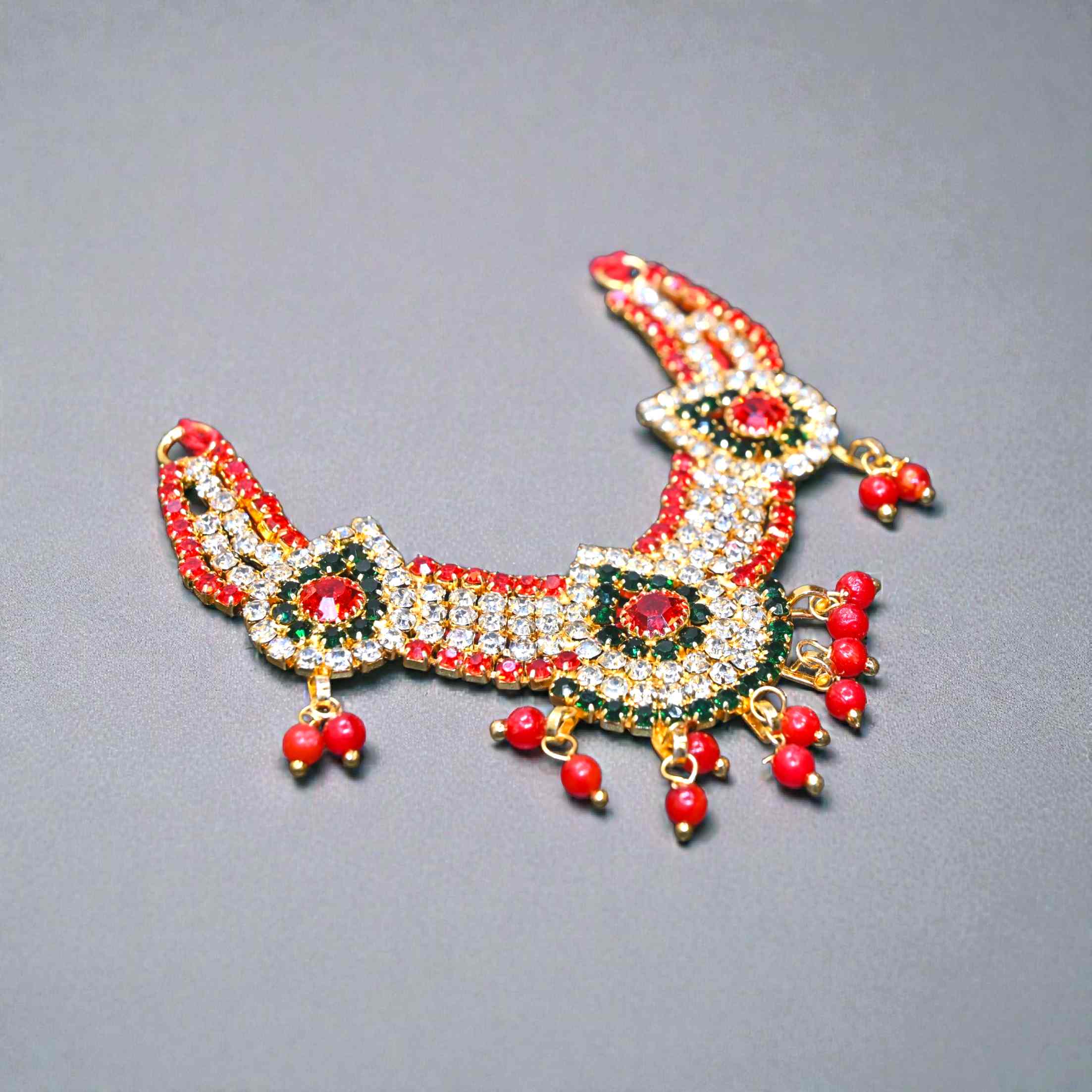 Diamond Look Kundan Pearl Laddu Gopal Haar | Premium CZ Stone Thakur Ji Shringar Necklace | Designer Deity Jewellery for 4, 5, 6 & 8 No Laddu Gopal Ji