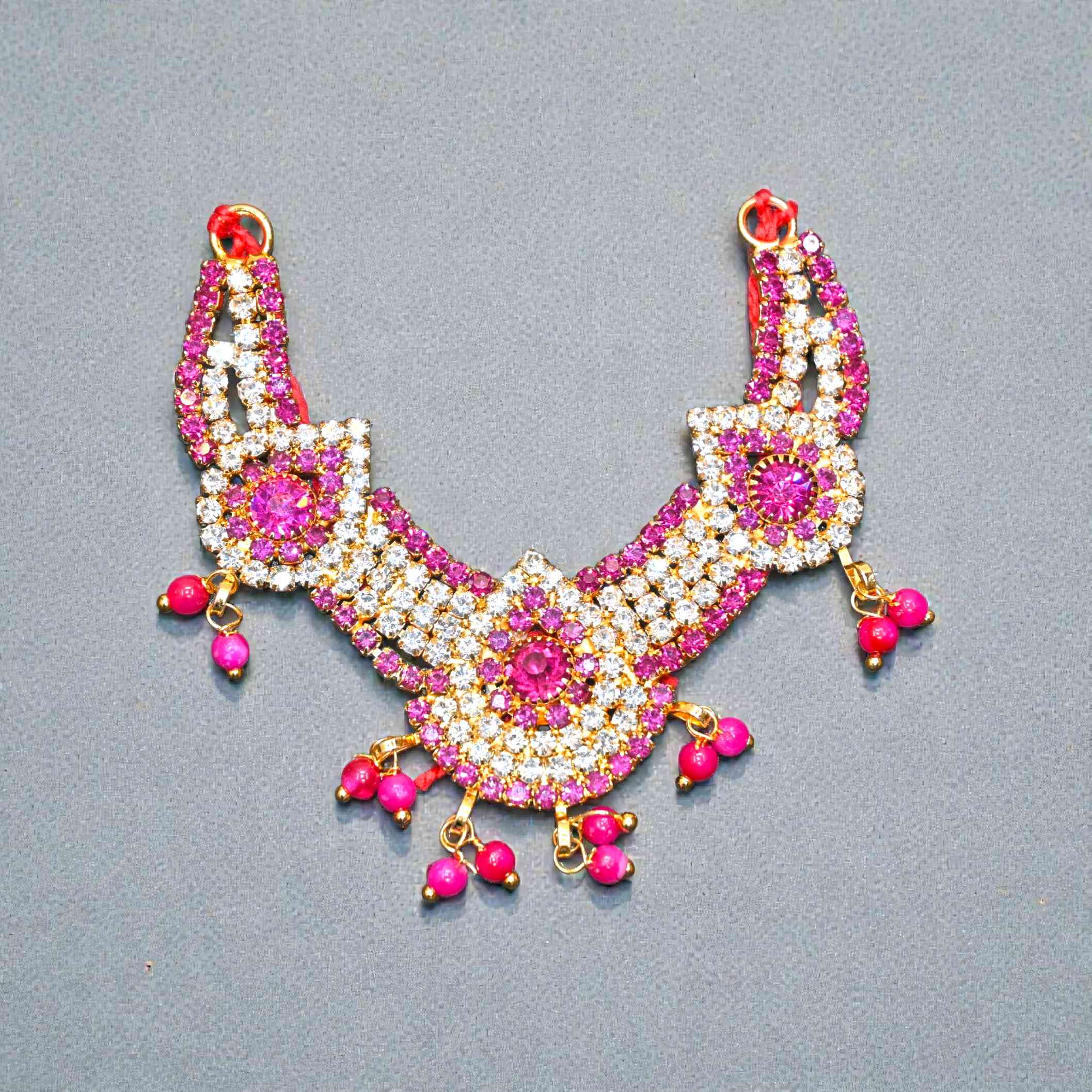 Diamond Look Kundan Pearl Laddu Gopal Haar | Premium CZ Stone Thakur Ji Shringar Necklace | Designer Deity Jewellery for 4, 5, 6 & 8 No Laddu Gopal Ji