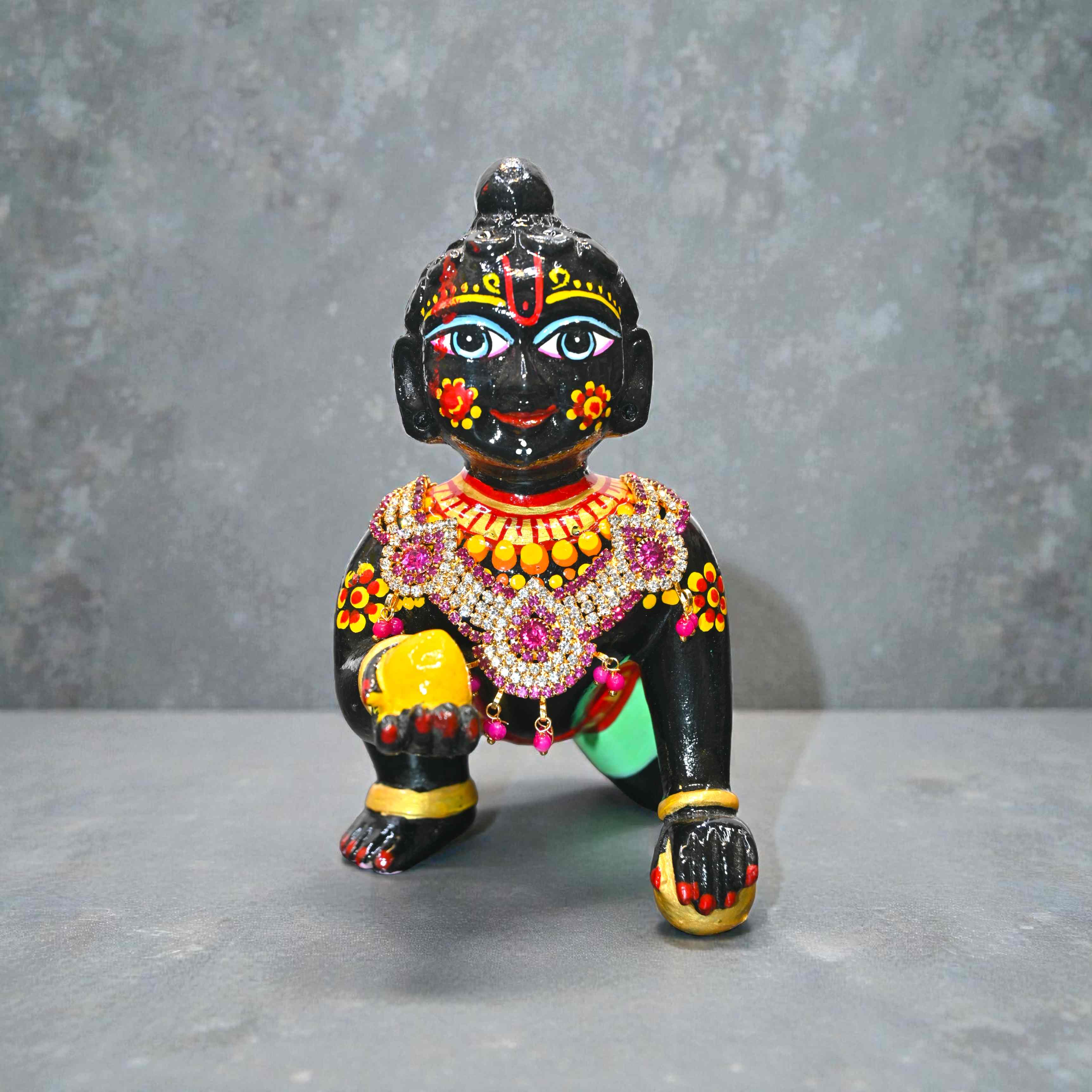 Diamond Look Kundan Pearl Laddu Gopal Haar | Premium CZ Stone Thakur Ji Shringar Necklace | Designer Deity Jewellery for 4, 5, 6 & 8 No Laddu Gopal Ji